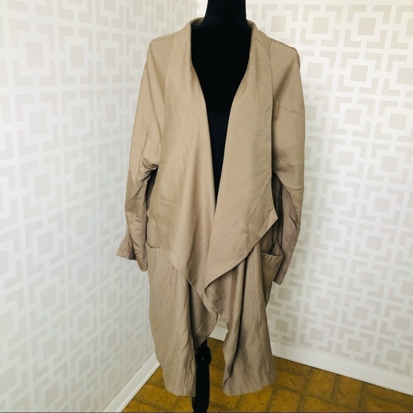 P.cill Oversized Lyocell Olive Green Trench Coat M - Picture 1 of 4